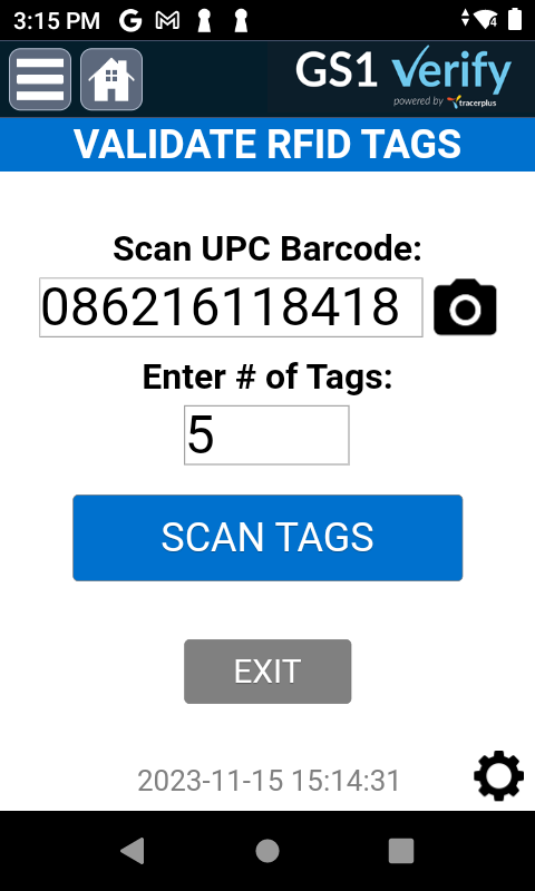 GS1 Scan UPC Screen
