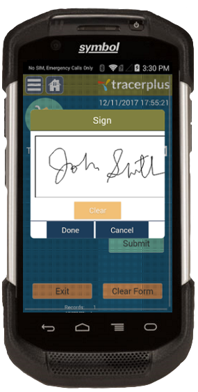 Internal package tracking signature capture