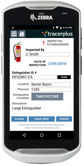 Fire Extinguisher Inspection running on a zebra TC51