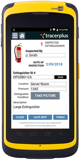 Fire Extinguisher Inspection running on a CipherLab RS50