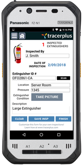 Fire Extinguisher Inspection running on a Panasonic FZ-N1