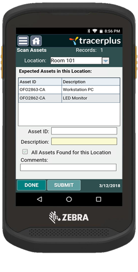 Asset Location Audit on Zebra TC20