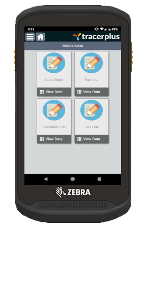 Android mobile sales application running on a Zebra TC20