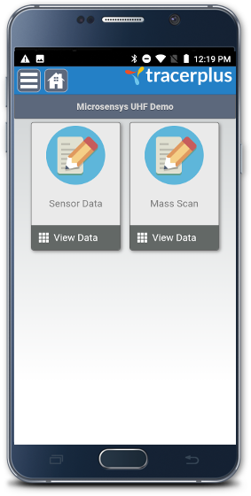 RFID scanning with sensors main menu