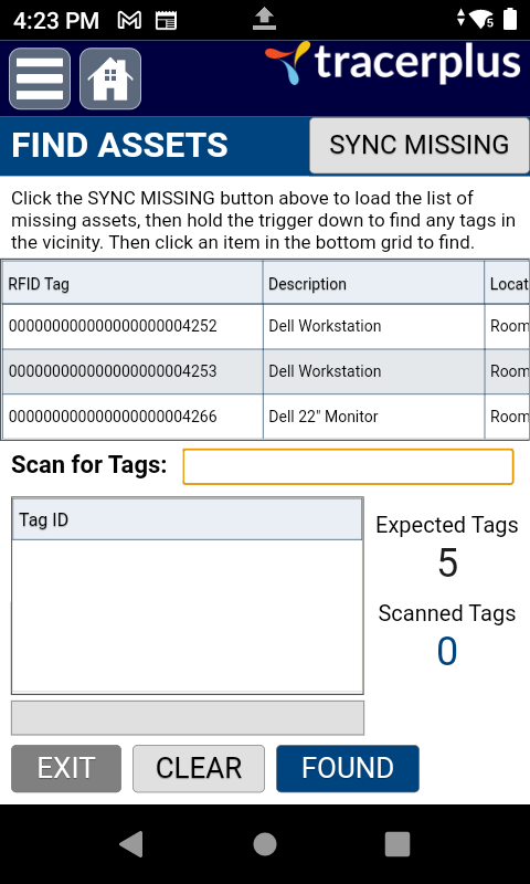 Sync list of missing assets