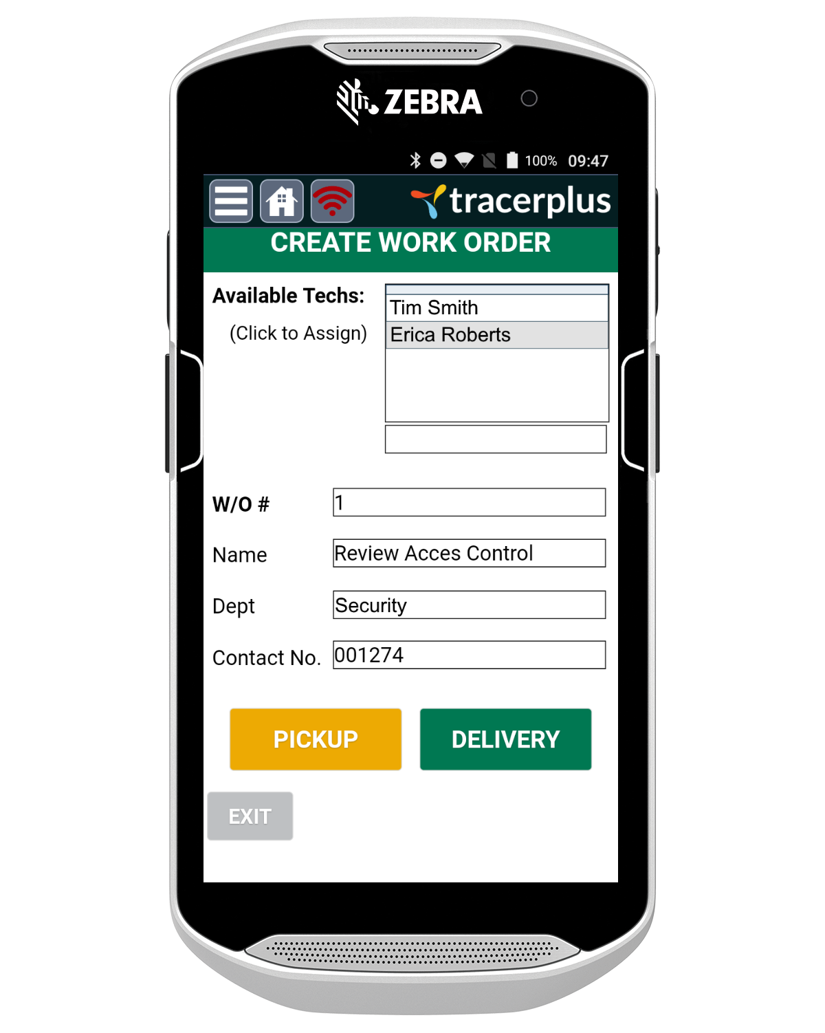 A TracerPlus Mobile Application on the Zebra TC51